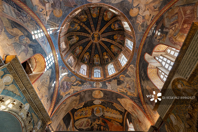 拜占庭历史重要地标乔拉（Kariye）在埃迪尔内卡皮的内部景观图片素材