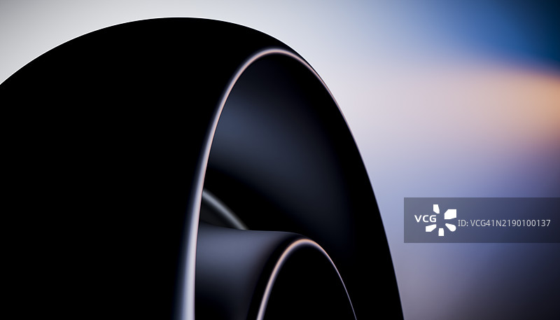 喷气发动机涡轮叶片特写，背景模糊旋转图片素材