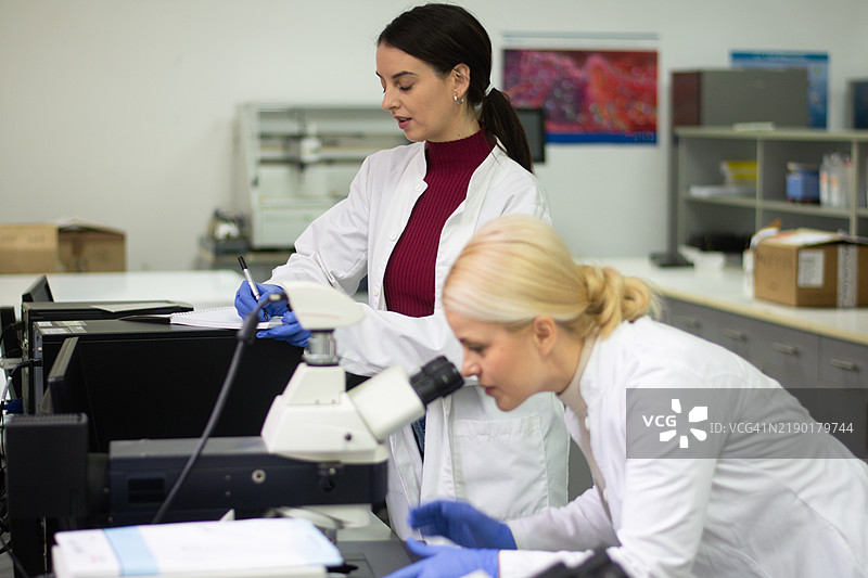 女性科学家在实验室使用显微镜图片素材