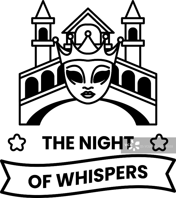 舞蹈面具概念的线条插图图片素材