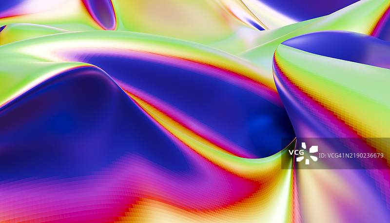 充满活力和色彩的抽象数字艺术，展现流动的形状和渐变效果图片素材
