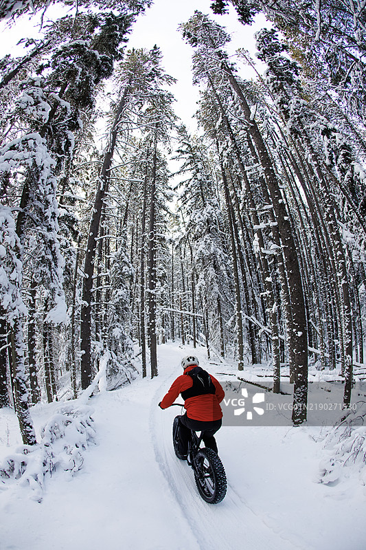 加拿大冬季胖轮自行车骑行图片素材
