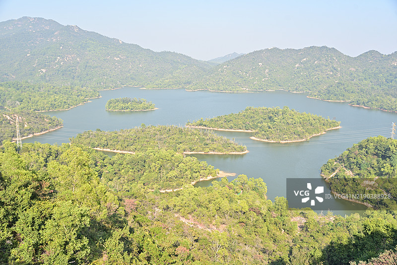 大井山水库的鸟瞰图图片素材