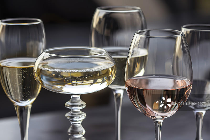 四个酒杯放在木质表面上的图片图片素材