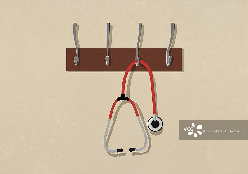 听诊器挂在衣架上图片素材