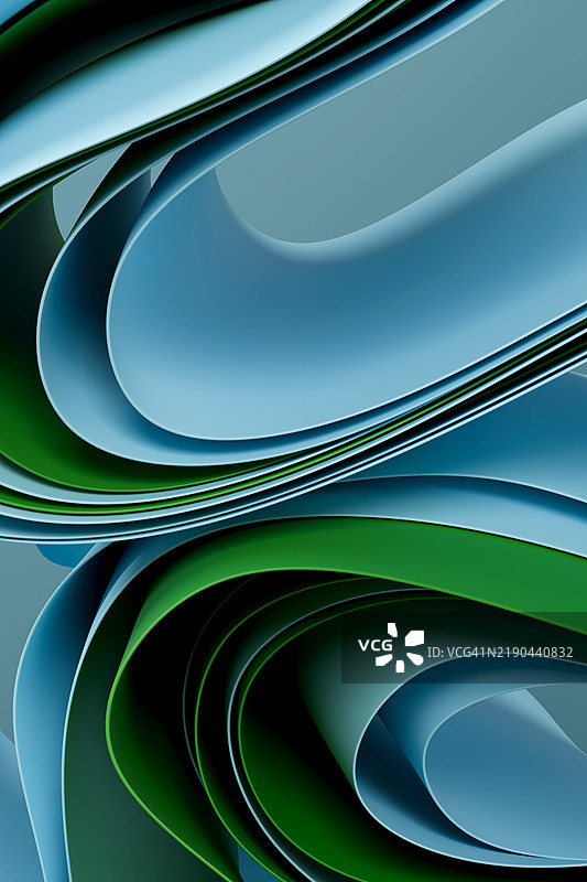 抽象的波浪状分层蓝绿色垂直背景。美丽的3D自然图案。设计元素。几何构图。生态与环境保护的概念。图片素材