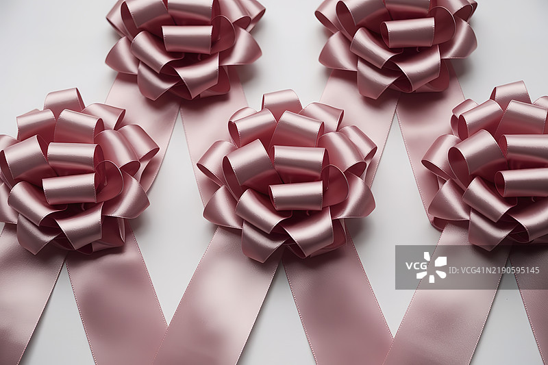 四个相同的粉色缎带蝴蝶结的照片图片素材