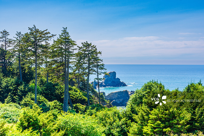 海洋与天空的美丽景色，俄勒冈州炮台海滩，美国图片素材