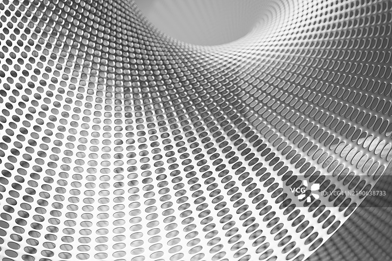 抽象的分层螺旋单色白色和灰色背景。3D图案插图。设计元素，构图。科技概念。图片素材