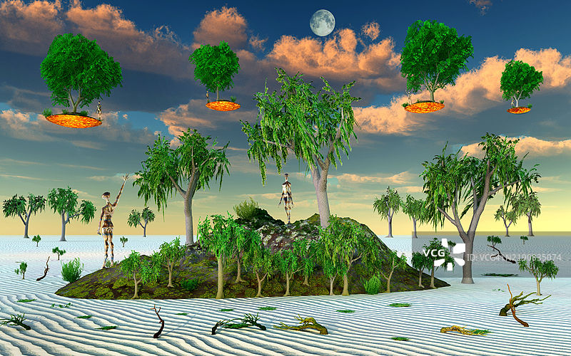 外星人修复受损的地球景观图片素材