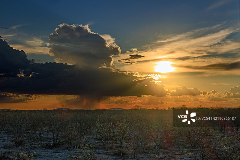 埃托沙国家公园日落时暴风雨来临图片素材