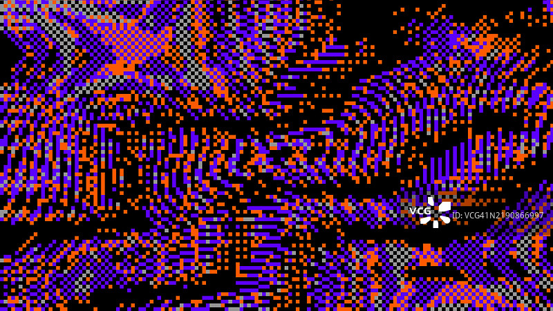 抽象像素艺术8位波浪纹理，充满活力的橙色和紫色几何图案图片素材