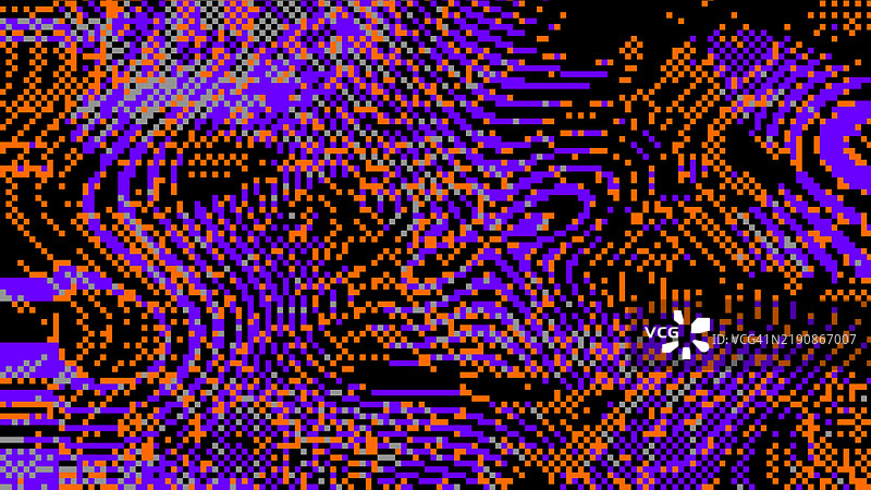 抽象像素艺术8位波浪纹理，充满活力的橙色和紫色几何图案图片素材