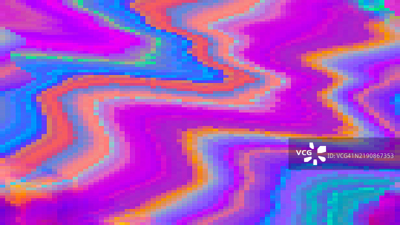 鲜艳的像素化8位霓虹渐变流动波纹纹理背景图片素材