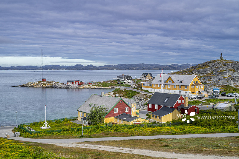 俯瞰格林兰首都努克，丹麦，极地地区图片素材