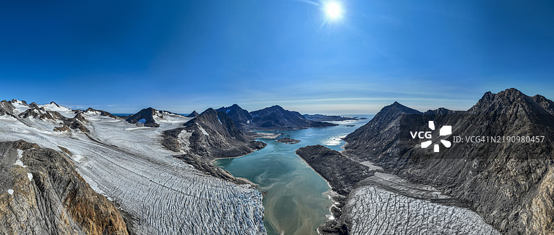 格林兰库鲁苏克峡湾的全景航拍，丹麦，极地地区图片素材