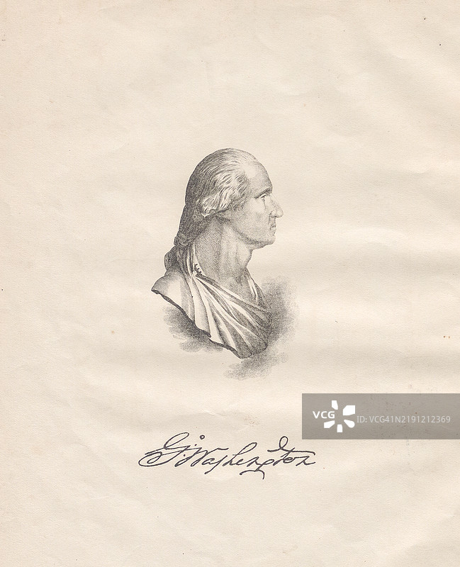 乔治·华盛顿的复古雕刻肖像图片素材