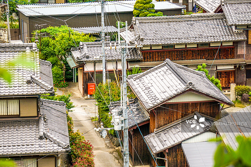 小镇房屋的高角度视图图片素材