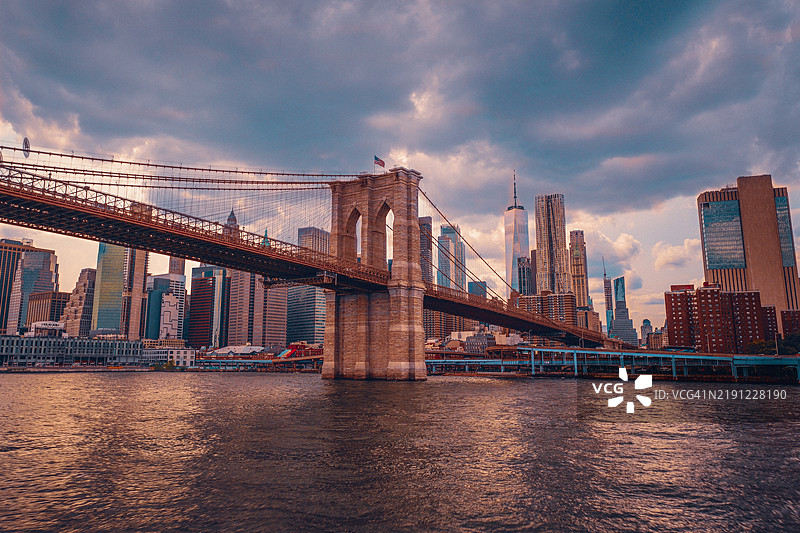 纽约市的悬索桥景观， 美国图片素材