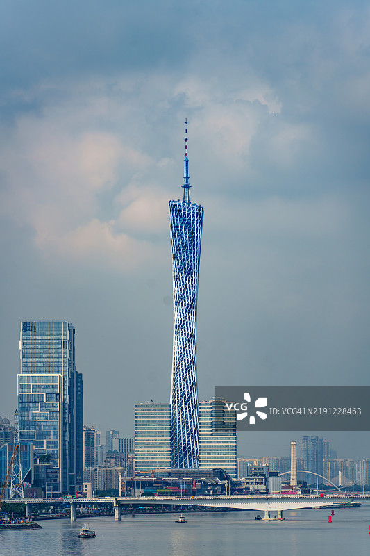 城市建筑在多云天空下的景观图片素材