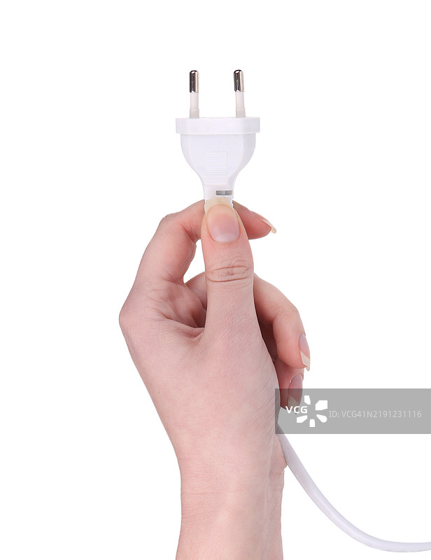 手握电缆，背景为白色图片素材