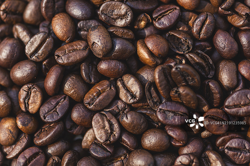 烘焙咖啡豆的特写镜头图片素材