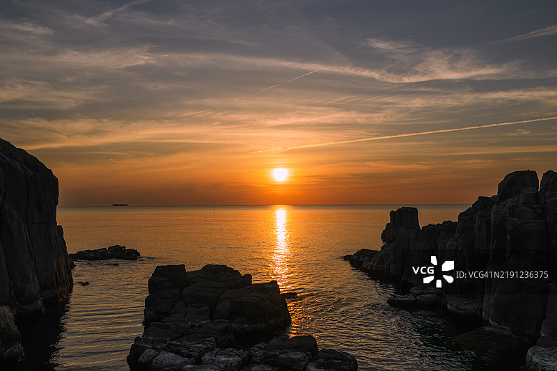 日本日落时分的海景图片素材