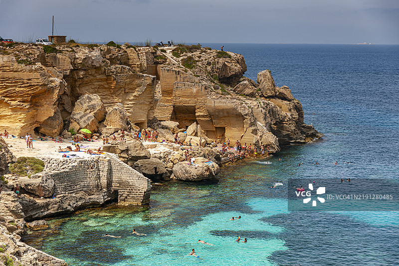 西西里岛，法维尼亚岛，布埃马里诺湾的景色图片素材