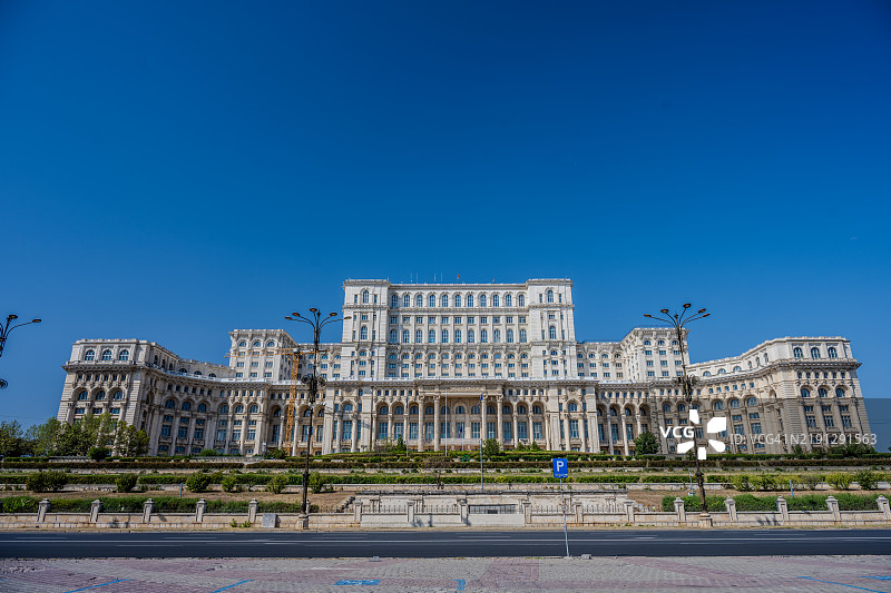 布加勒斯特国会大厦的全景图片素材