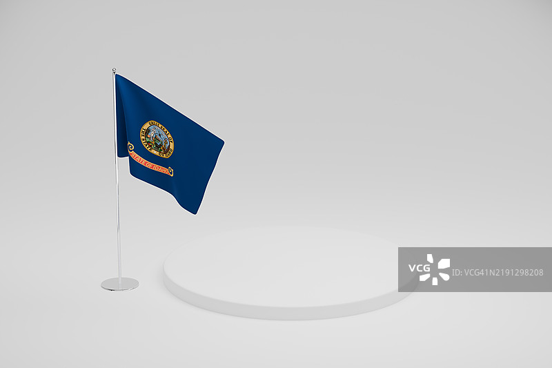 爱达荷州州旗模板，放在白色讲台上图片素材