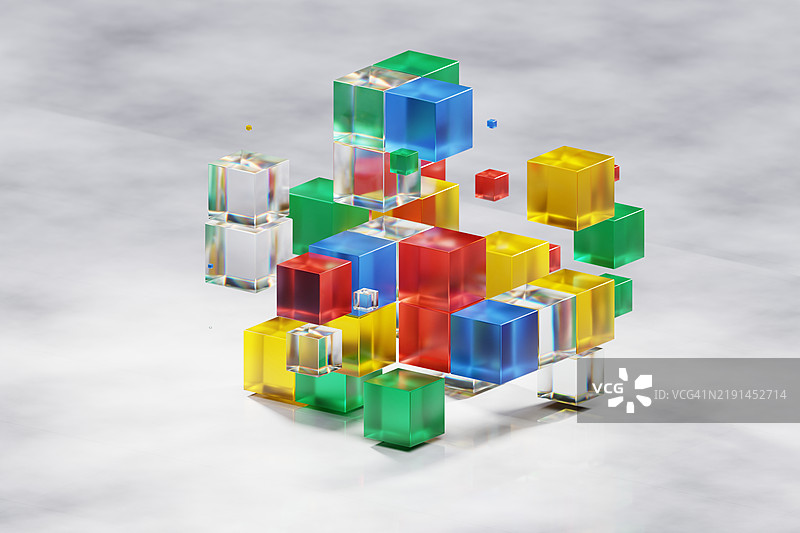 未来立方体数据科技综合体，互联网络。变革未来 - 拥抱数字进化CG图片素材