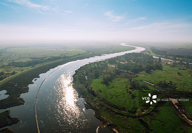 欧陆风光中的奥德河鸟瞰图图片素材