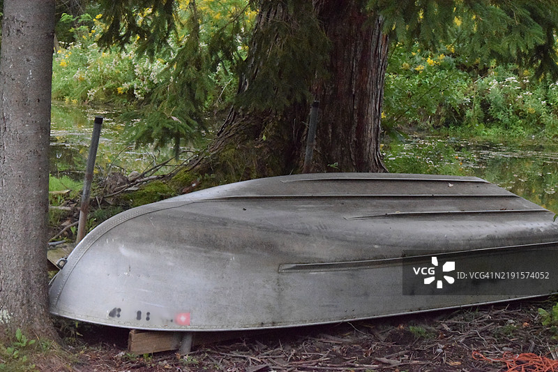 湖边的独木舟图片素材