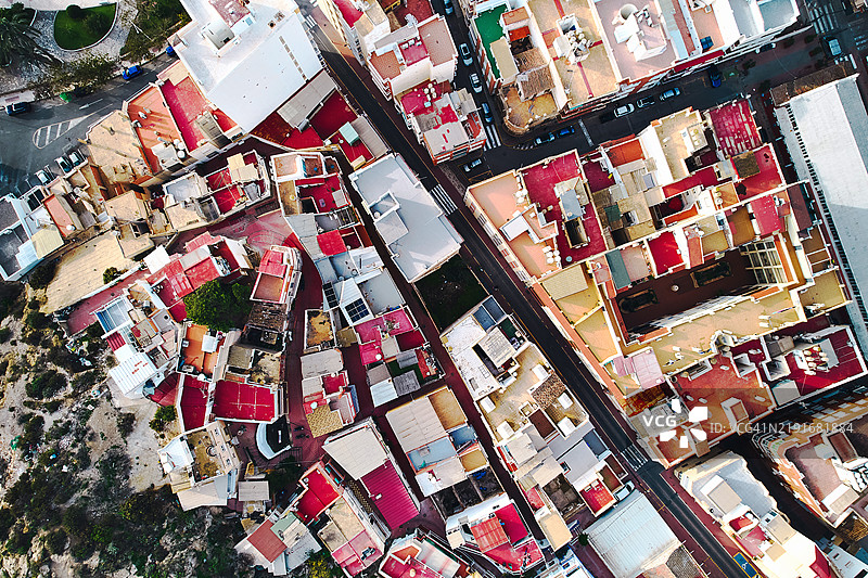 阿吉拉斯镇的鸟瞰景观。穆尔西亚省。西班牙图片素材