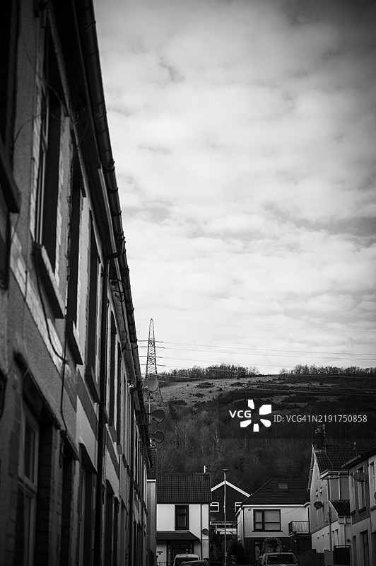 俯瞰煤矿废料堆的阶梯街景图片素材
