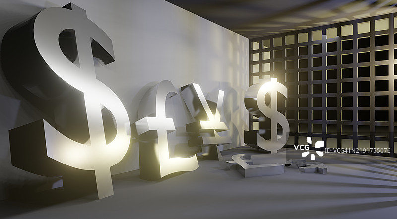 监狱中的大额货币，金融犯罪概念图片素材