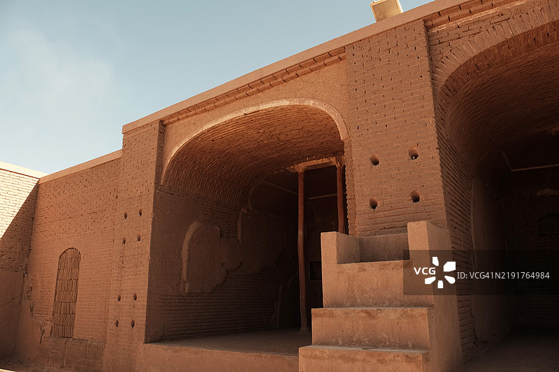 伊朗克尔曼省巴姆城堡内围的Adobe砖墙图片素材