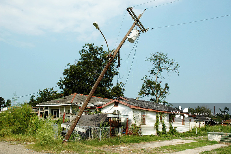 卡特里娜飓风，财产的毁灭性损失图片素材