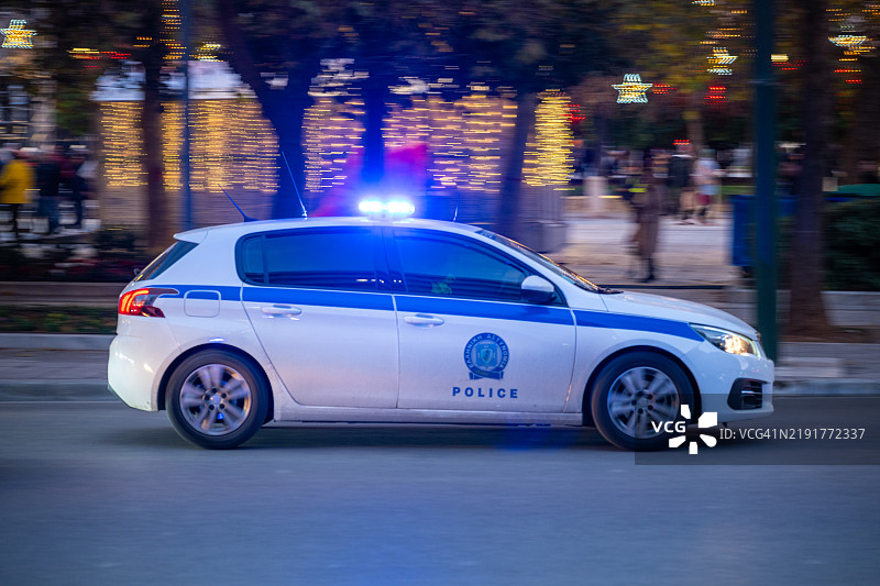 希腊警车在行驶图片素材