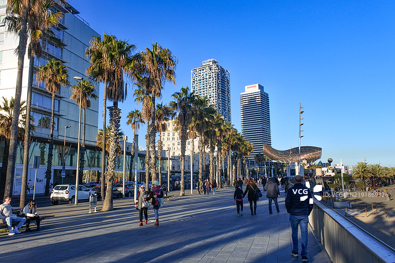 巴塞罗那海滩长廊图片素材