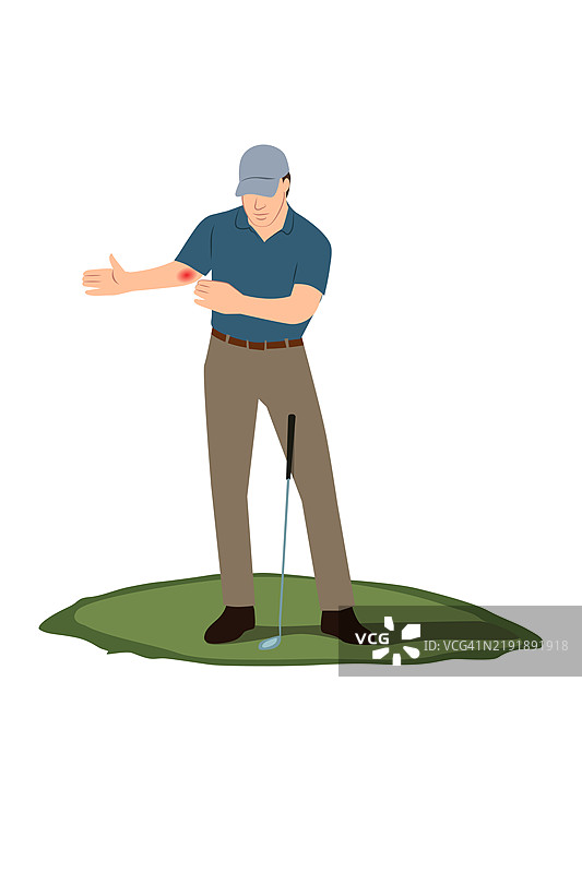 高尔夫球手肘部受伤的矢量插图图片素材