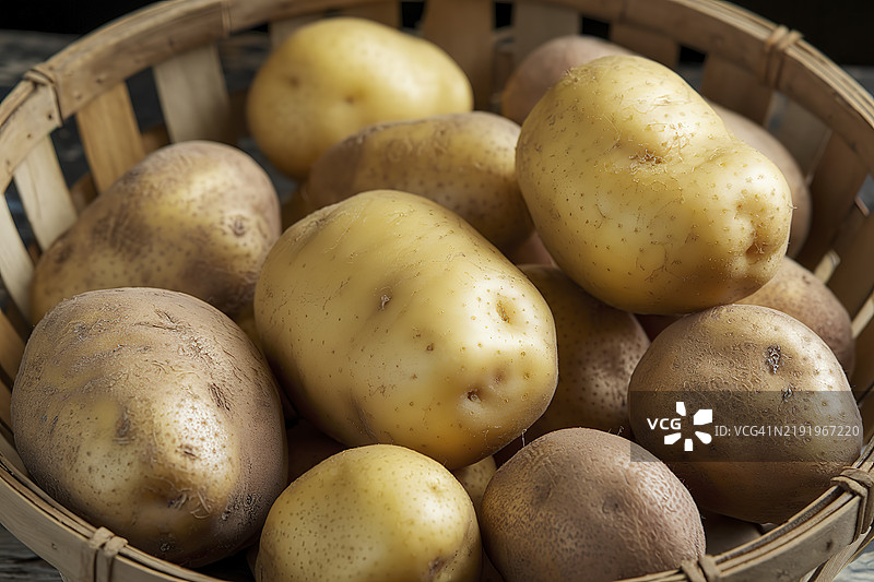 新鲜土豆在黑色背景上图片素材