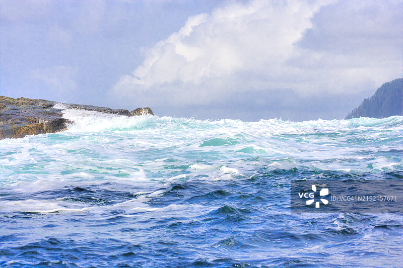 太平洋的岩石海岸线图片素材