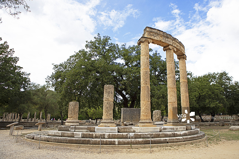 菲利皮翁，圆形建筑，古代遗址，奥林匹亚考古遗址，联合国教科文组织世界遗产，埃利斯，伯罗奔尼撒，希腊，欧洲图片素材