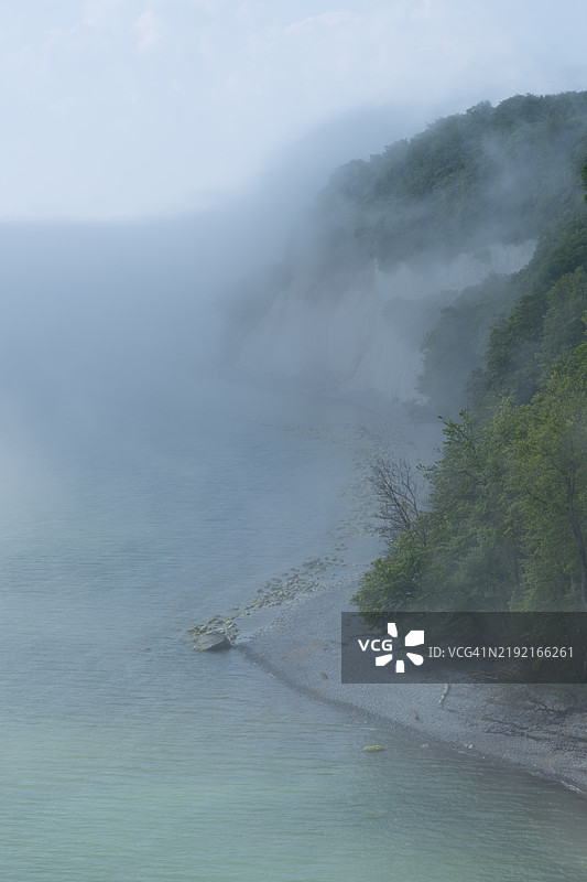 鲁根岛萨斯尼茨附近的雾中白垩海岸图片素材