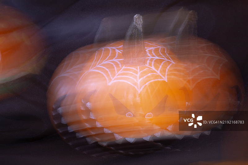 照亮的南瓜特写，印第安纳州，诺特丹，美国图片素材