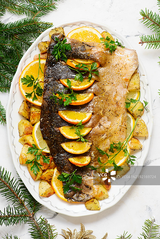 从上方直接拍摄的餐盘上的食物图片素材