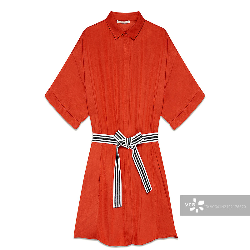 红色短袖连衣裙图片素材