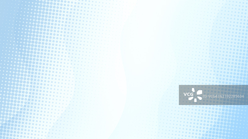 抽象的蓝色点状半色调背景，带有轻柔的波浪。图片素材