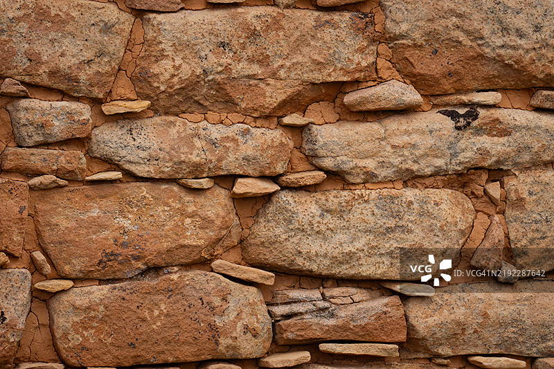 霍文维普古代普韦布洛村遗址的石工细节图片素材